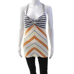 9-H15 STCL Womens Cotton Sweetheart Neckline Striped Tank Top White Size S